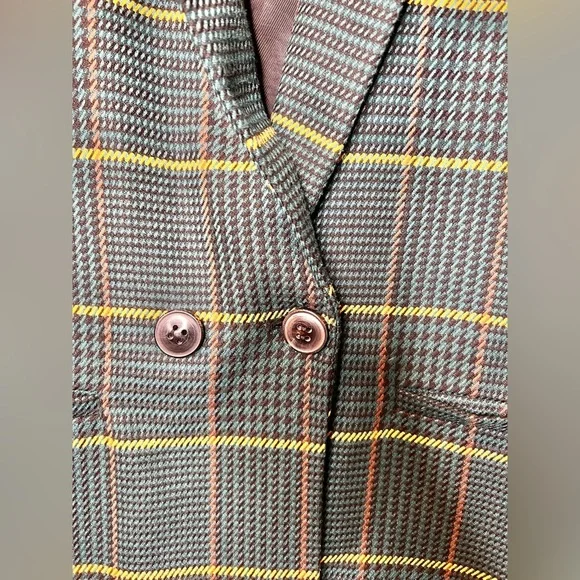 Anine Bing Madeline Blazer In Green Plaid Size Medium - Picture 6 of 10